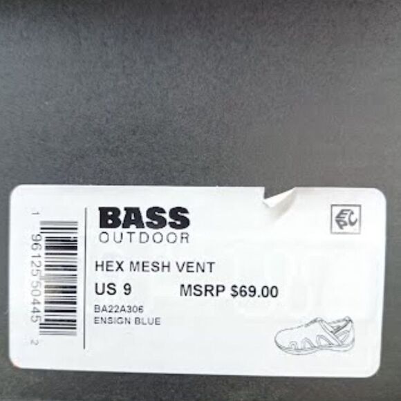 BASS OUTDOOR Men's Hex Vented Traction-Sole Mesh Slip-ons Size 9 (1457) - Picture 2 of 6